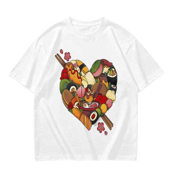 Olive T-Shirt With Heart Shaped Sushi Food Art Print
