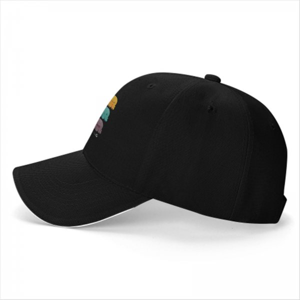 Black baseball cap with colorful emotional octopus graphic print