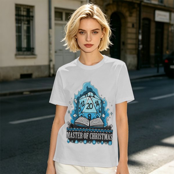 Master of Christmas D20 Dice T-Shirt for RPG Fans