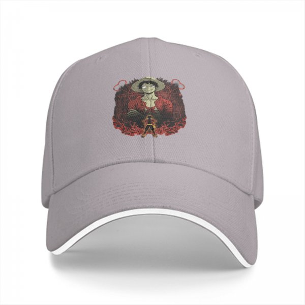 Black Baseball Cap With One Piece Luffy Graphic Print