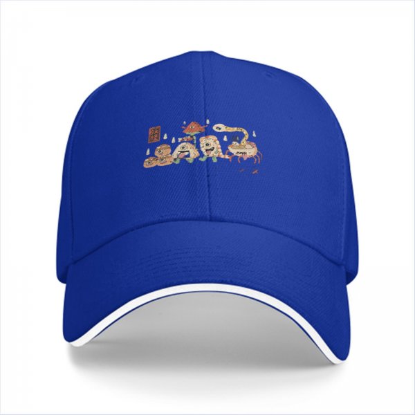 Black Baseball Cap With Whimsical Eyed Monster Creature Artwork