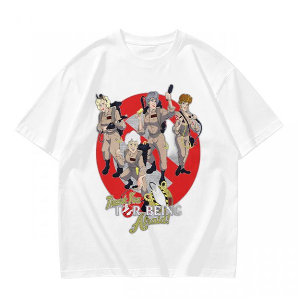 Olive T-shirt with Ghostbusters parody female character graphic print