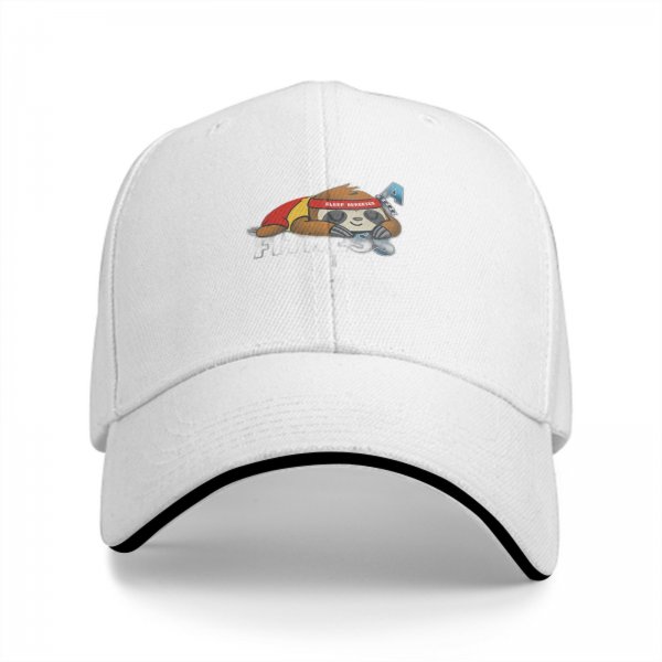 Black Baseball Cap with Sleeping Sloth Workout Graphic