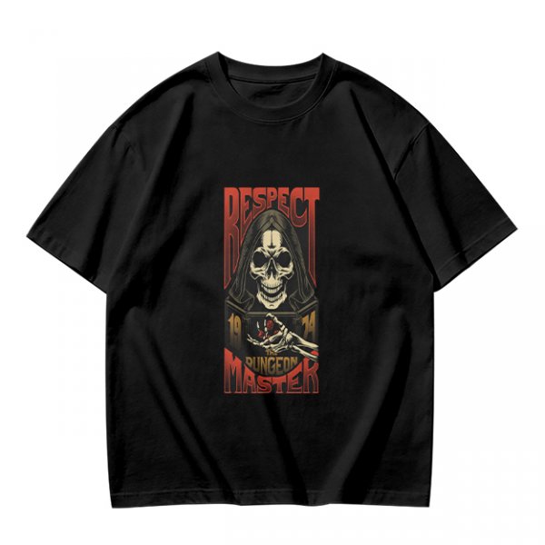 Respect Dungeon Master Grim Reaper Skull Graphic T-Shirt