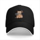 Black Baseball Cap With Tattooed Samurai Cat Holding Katana