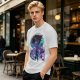 Anime character silhouette graphic tee with stylized purple and blue art