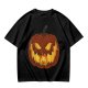 Olive Green T-Shirt With Scary Jack O' Lantern Pumpkin Print