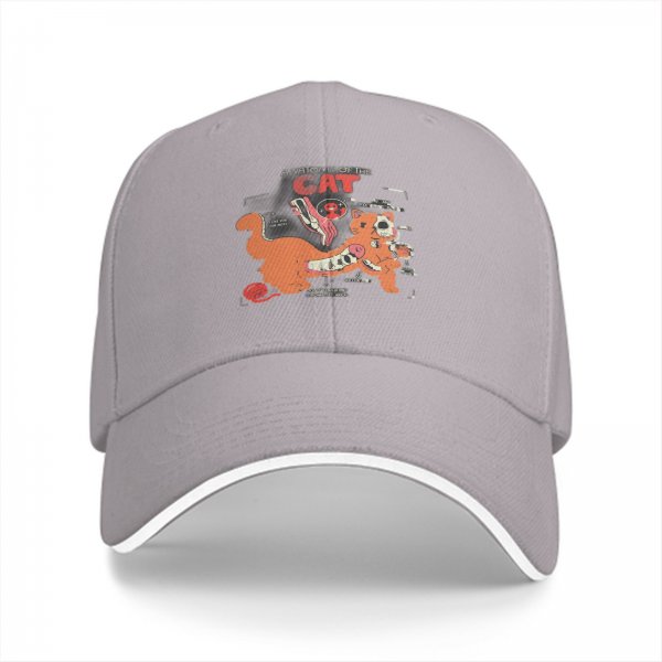 Black Baseball Cap With Funny Anatomy Of The Cat Graphic