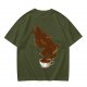 Olive T-Shirt With Coffee Wolf Steam Graphic Print