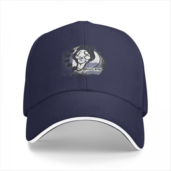 Black Baseball Cap With Ghost 1996 Graphic Print