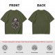 Olive T-shirt with Gothic Anime Character Group Graphic Print