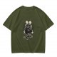 Olive T-Shirt With Skeleton Couple Embracing Red Heart Print
