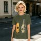 Olive T-Shirt With Surprised Flame and Burnt Ghost Character Art