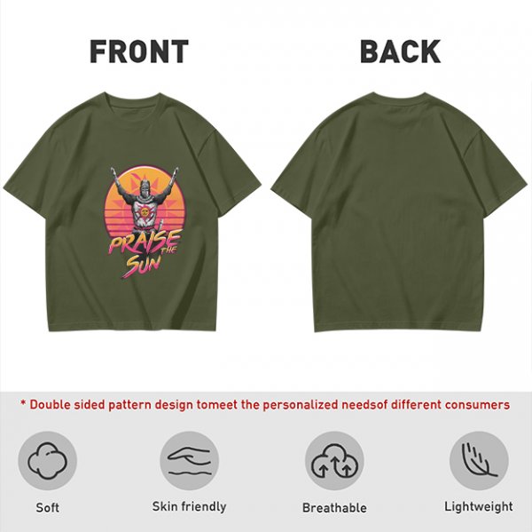 Olive T-Shirt With Praise The Sun Retro Knight Graphic