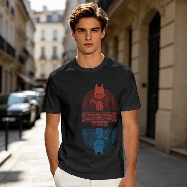 Schrödinger Things Cat Graphic Olive T-Shirt