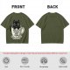 Olive T-Shirt With Black Cat In Coffee Cup 'Everything Is Pawsible With Coffee' Print