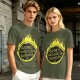 Olive t-shirt with cave's combustible lemonade flame graphic