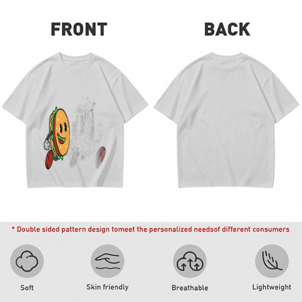 Olive T-Shirt With Cartoon Running Hamburger Character Print