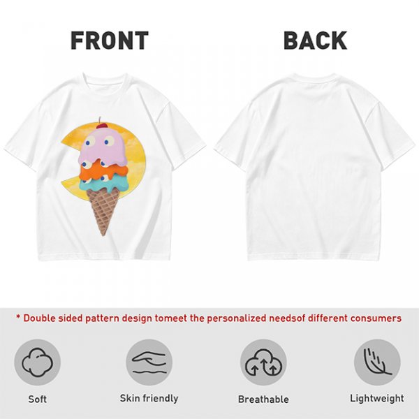 Olive T-Shirt With Melting Ice Cream Ghost Graphic Design