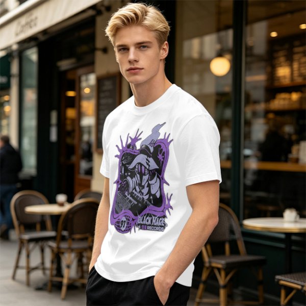 Olive Graphic T-Shirt with Black Mage Records Wizard Artwork