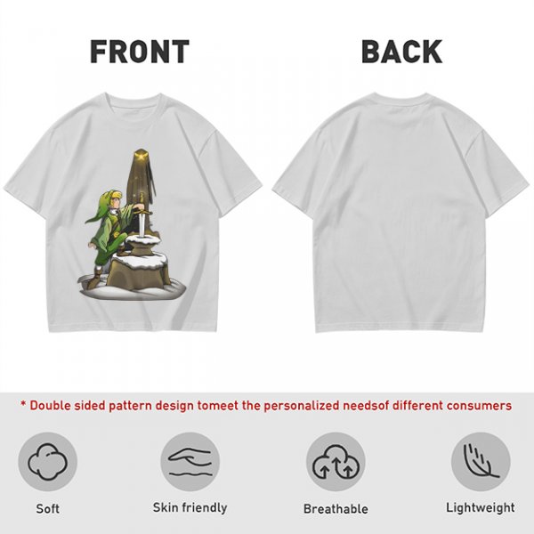 Olive Green T-Shirt With Link Reaching For The Master Sword