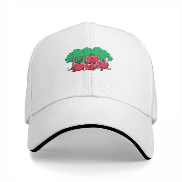 Black baseball cap with apple orchard graphic print