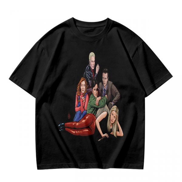 Olive Green T-Shirt with Buffy The Vampire Slayer Character Art Print