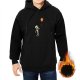 Black hoodie with cute skeleton holding orange balloon graphic