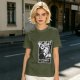 Olive T-Shirt with Retro Coffee Murder Pun Graphic