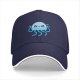 Black Baseball Cap With Cute Kawaii Light Blue Jellyfish Print
