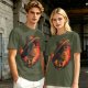 Olive T-Shirt Featuring Monkey D. Luffy Sunset Pirate Ship Art