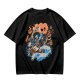 Olive T-shirt with Skeleton Musician Playing Guitar Over Ocean Waves