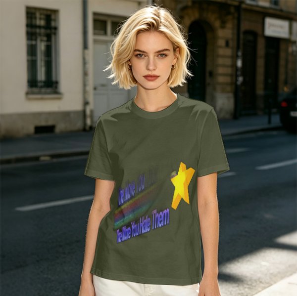 Olive Graphic T-Shirt With Star And Rainbow Text Design
