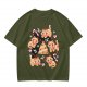 Olive Green Christmas Cat Gingerbread Graphic T-Shirt