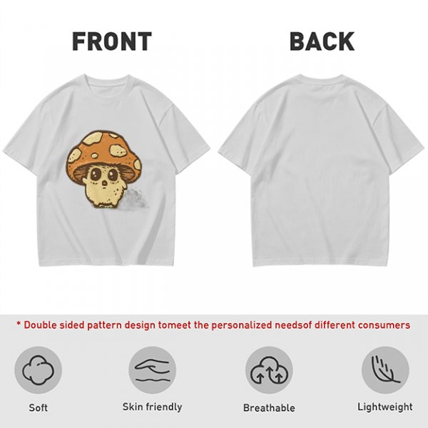 Olive Green T-Shirt With Cute Mushroom Skull Graphic