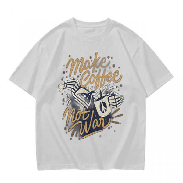 Make Coffee Not War Skeleton Hand Graphic T-Shirt