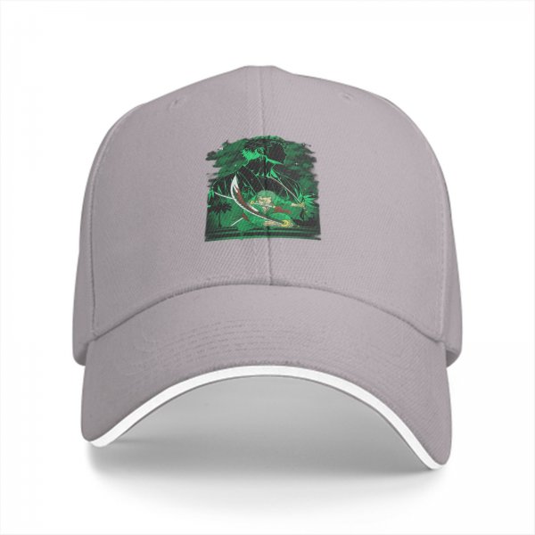 Black Baseball Cap With Anime Swordsman Green Graphic Print