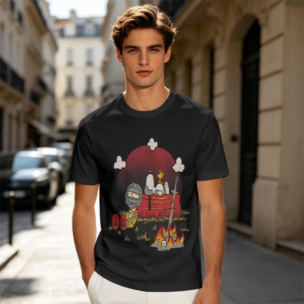 Snoopy and Charlie Brown Knight Campfire Graphic T-Shirt