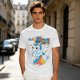 Olive t-shirt with playful unicorn rainbow poop and glitter fart graphic