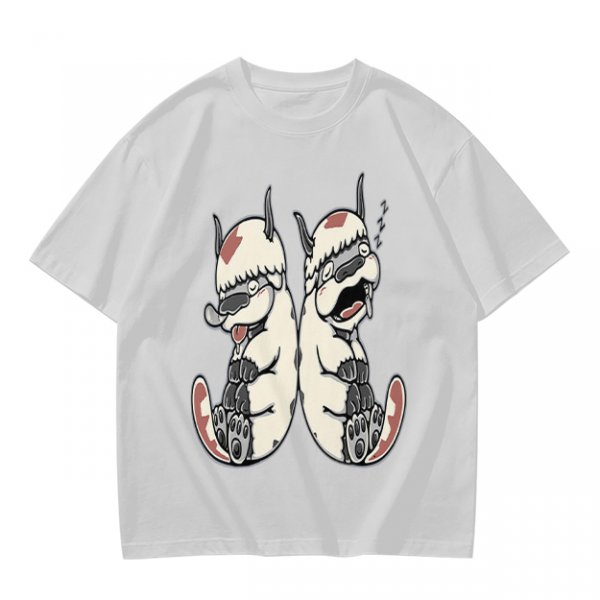 Olive T-Shirt With Two Sleepy Sky Bison Character Prints