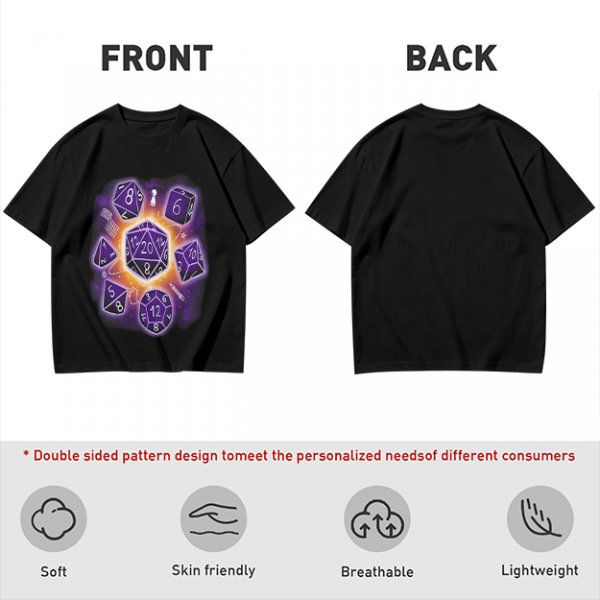 Olive T-Shirt With Glowing Dungeons & Dragons Dice Set Art