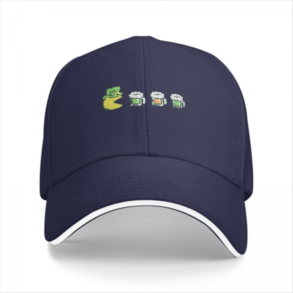 St Patricks Day Leprechaun Pac-Man Beer Eating Baseball Cap