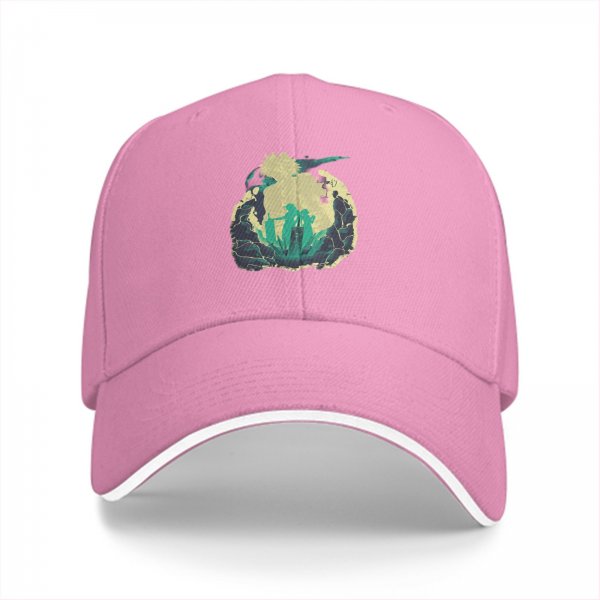 Black Baseball Cap With Anime Character Silhouette Graphic