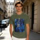 Olive T-Shirt with Cosmic Anime Character Graphic Print