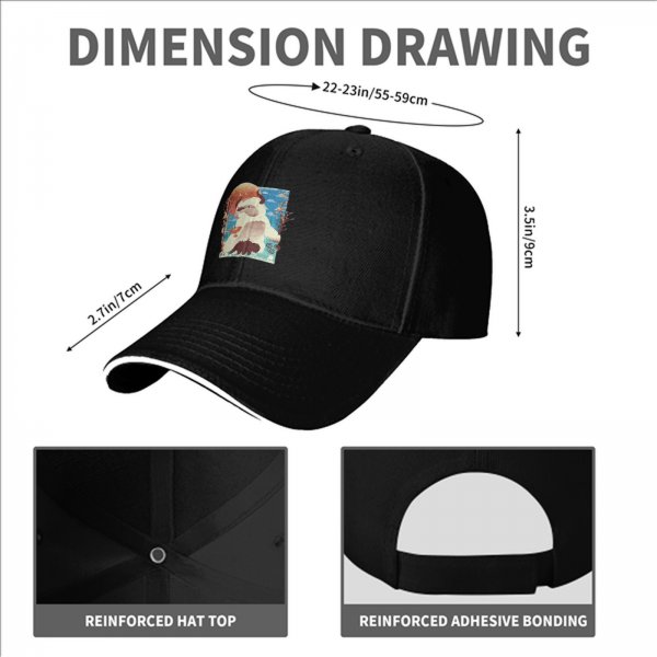 Black Baseball Cap With Appa The Sky Bison Graphic Print