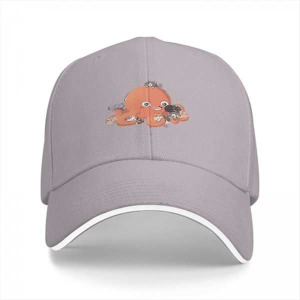 Black Baseball Cap with Cute Octopus and Kittens Graphic
