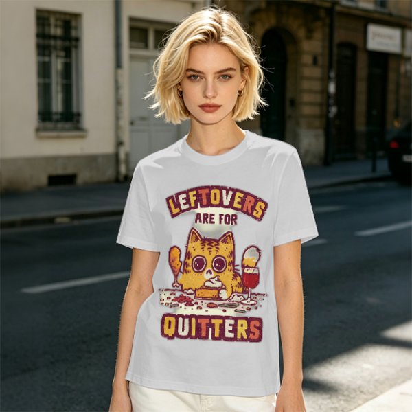Leftovers Are For Quitters Cat Graphic T-Shirt
