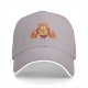 Black baseball cap with a winking bear graphic that says Here for the Snacks