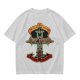 Olive graphic t-shirt with swords n sorcery appetite for sacrifice cross design