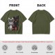 Olive T-Shirt With Cute Raccoon And Shadow Monster Graphic